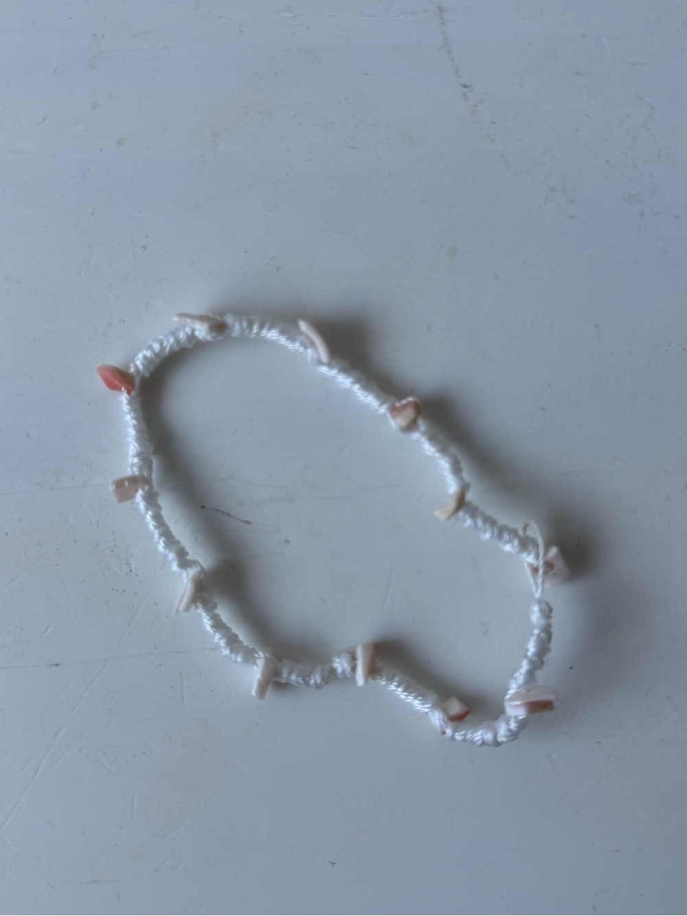 Handmade White Shell Beaded Anklet
